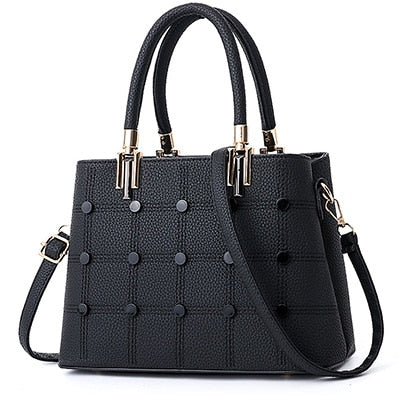 LEFTSIDE Fasion Women Brand New Design Handbag Lattice Rivet Tote Bag Female Shoulder Bags High Quality Small PU Leather Purse