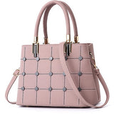 LEFTSIDE Fasion Women Brand New Design Handbag Lattice Rivet Tote Bag Female Shoulder Bags High Quality Small PU Leather Purse