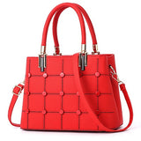 LEFTSIDE Fasion Women Brand New Design Handbag Lattice Rivet Tote Bag Female Shoulder Bags High Quality Small PU Leather Purse